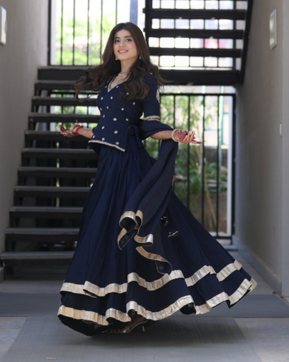 Noorani X Indigo Lehenga Set