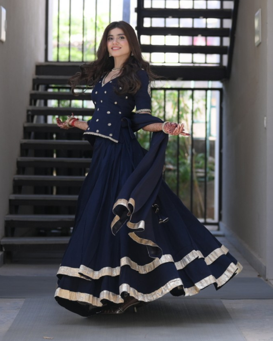 Noorani X Indigo Lehenga Set