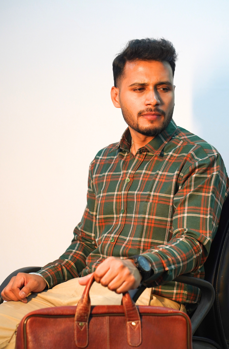 Green Pattern Casual Check SHIRT